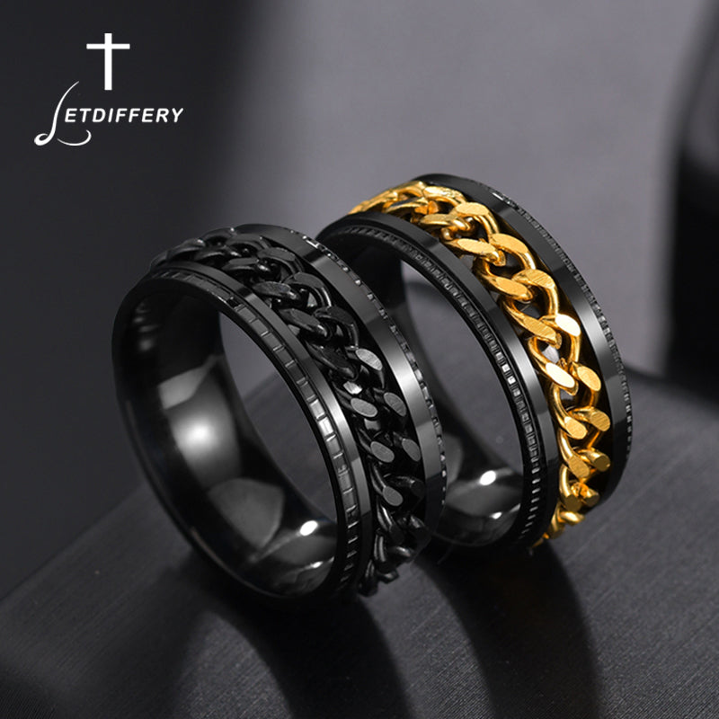 Men Ring High Quality Spinner Chain Punk Women Jewelry for Party Gift