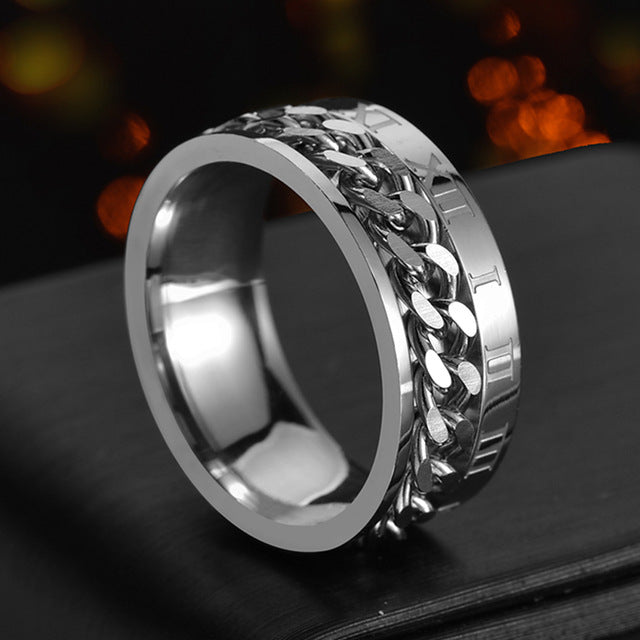 Men Ring High Quality Spinner Chain Punk Women Jewelry for Party Gift