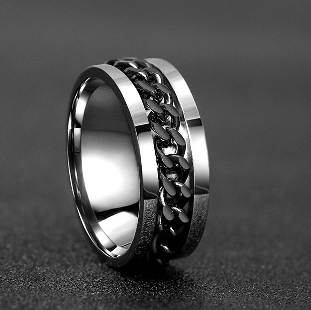 Men Ring High Quality Spinner Chain Punk Women Jewelry for Party Gift