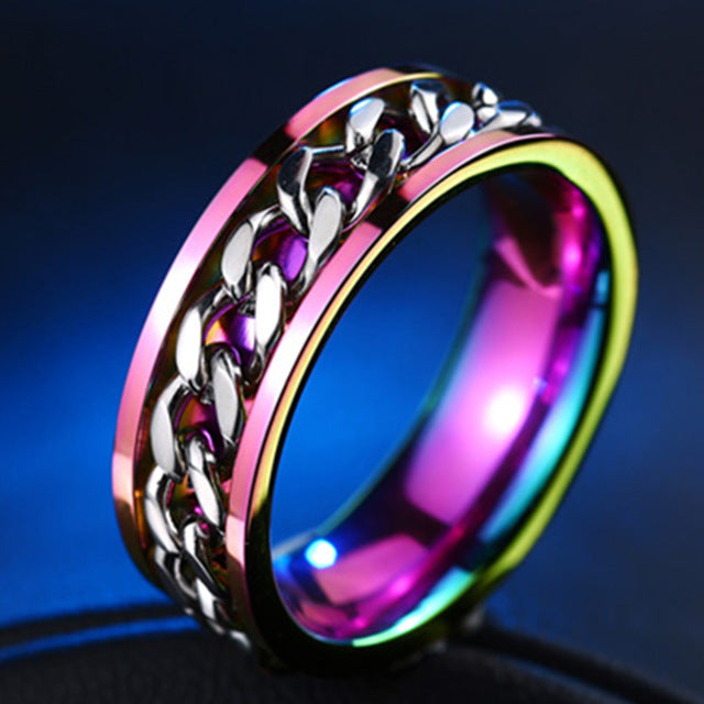 Men Ring High Quality Spinner Chain Punk Women Jewelry for Party Gift