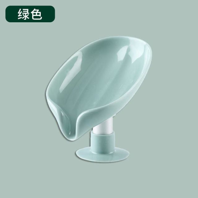 Leaf Shape Soap Box Drain Soap Holder Box Bathroom Shower Soap Holder sponge Storage Tray Creative Sucker Water-free Storage Box