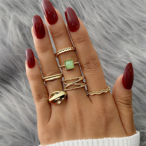 FNIO Bohemian Gold Chain Rings Set For Women