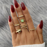 FNIO Bohemian Gold Chain Rings Set For Women