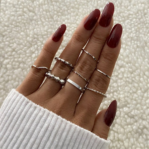 FNIO Bohemian Gold Chain Rings Set For Women