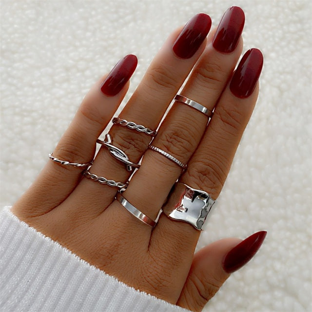 FNIO Bohemian Gold Chain Rings Set For Women
