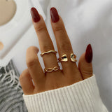 FNIO Bohemian Gold Chain Rings Set For Women