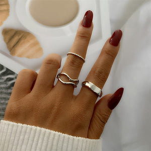 FNIO Bohemian Gold Chain Rings Set For Women