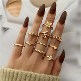 FNIO Bohemian Gold Chain Rings Set For Women