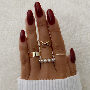 FNIO Bohemian Gold Chain Rings Set For Women