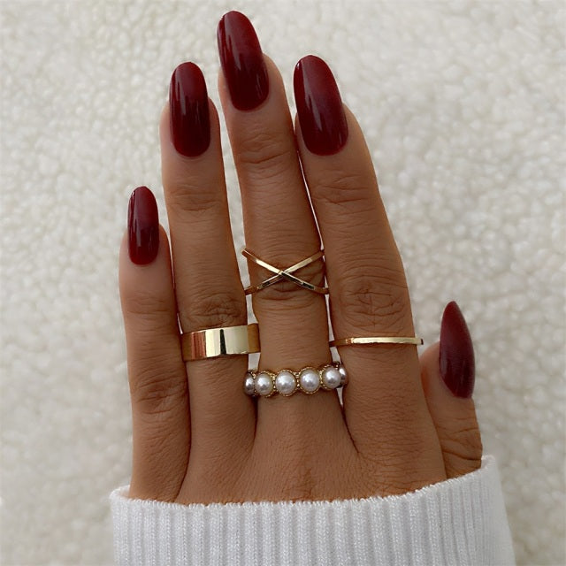 FNIO Bohemian Gold Chain Rings Set For Women
