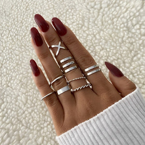 FNIO Bohemian Gold Chain Rings Set For Women