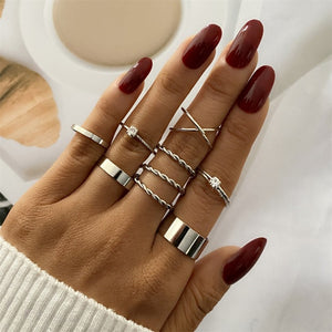 FNIO Bohemian Gold Chain Rings Set For Women