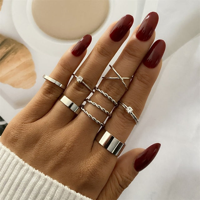 FNIO Bohemian Gold Chain Rings Set For Women