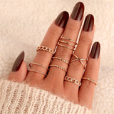 FNIO Bohemian Gold Chain Rings Set For Women