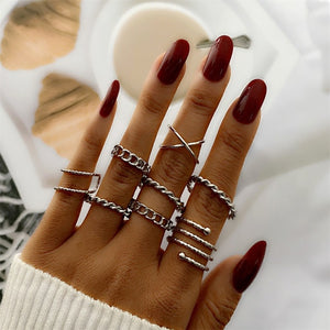 FNIO Bohemian Gold Chain Rings Set For Women