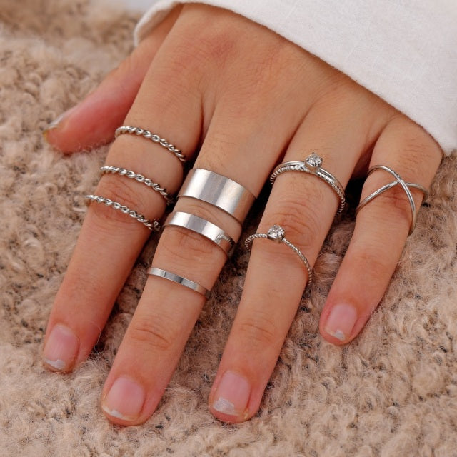 FNIO Bohemian Gold Chain Rings Set For Women