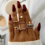FNIO Bohemian Gold Chain Rings Set For Women