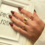 FNIO Bohemian Gold Chain Rings Set For Women