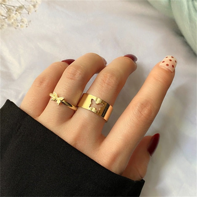 FNIO Bohemian Gold Chain Rings Set For Women