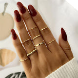 FNIO Bohemian Gold Chain Rings Set For Women