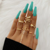 FNIO Bohemian Gold Chain Rings Set For Women