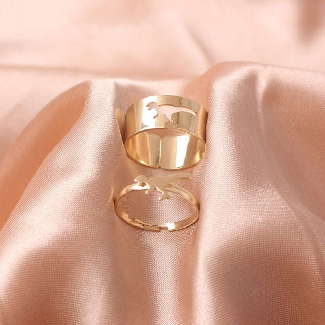 Silver Color Butterfly Rings For Women Men Lover Couple Ring Set