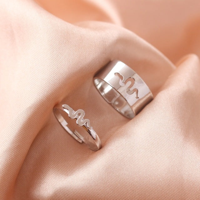 Silver Color Butterfly Rings For Women Men Lover Couple Ring Set
