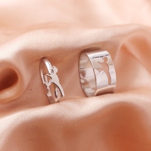 Silver Color Butterfly Rings For Women Men Lover Couple Ring Set