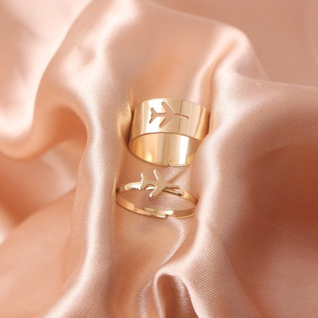 Silver Color Butterfly Rings For Women Men Lover Couple Ring Set