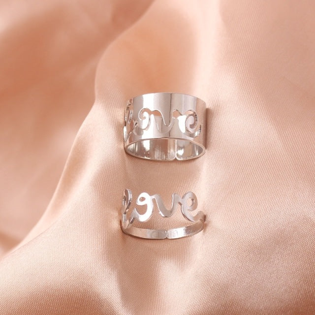 Silver Color Butterfly Rings For Women Men Lover Couple Ring Set