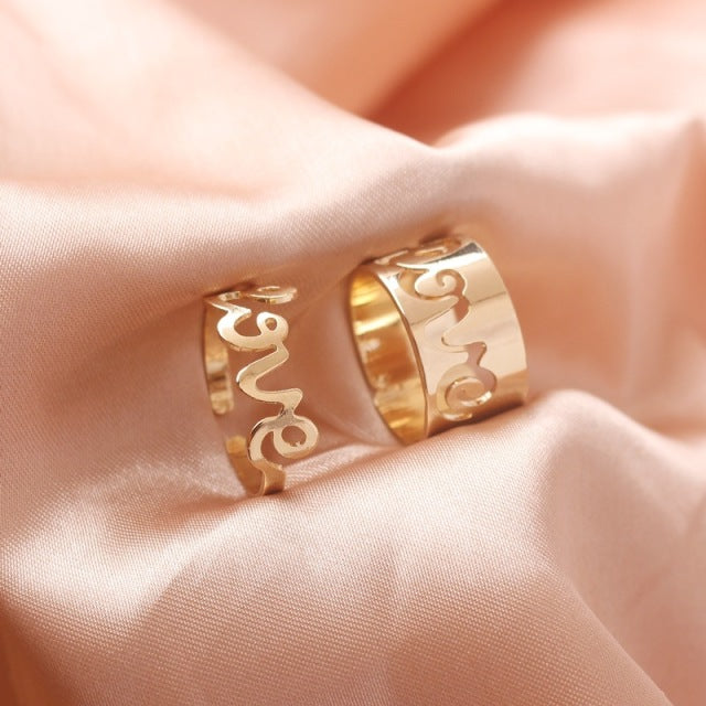 Silver Color Butterfly Rings For Women Men Lover Couple Ring Set