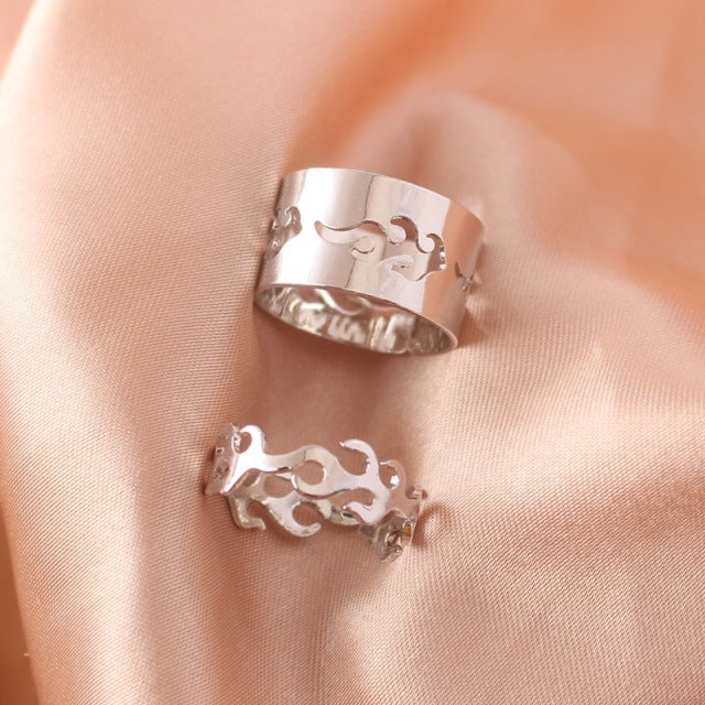 Silver Color Butterfly Rings For Women Men Lover Couple Ring Set
