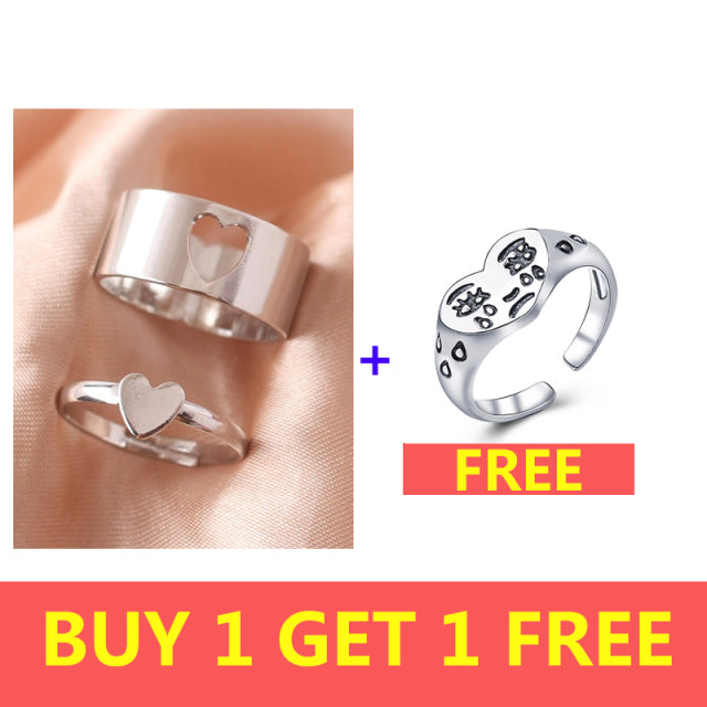 Silver Color Butterfly Rings For Women Men Lover Couple Ring Set