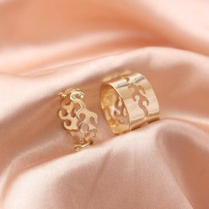 Silver Color Butterfly Rings For Women Men Lover Couple Ring Set