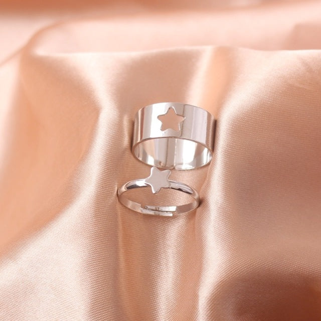 Silver Color Butterfly Rings For Women Men Lover Couple Ring Set