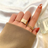 FNIO Bohemian Gold Chain Rings Set For Women