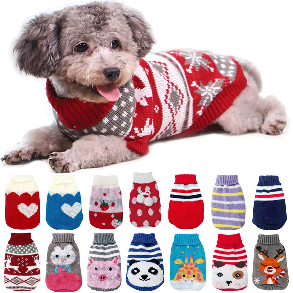 Warm Dog Clothes for Small Medium Dogs Knitted Cat Sweater Pet Clothing