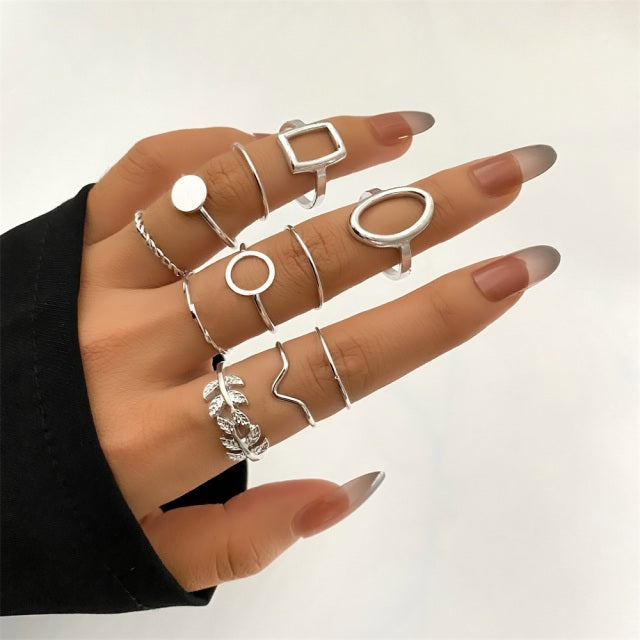 FNIO Bohemian Gold Chain Rings Set For Women