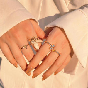 FNIO Bohemian Gold Chain Rings Set For Women