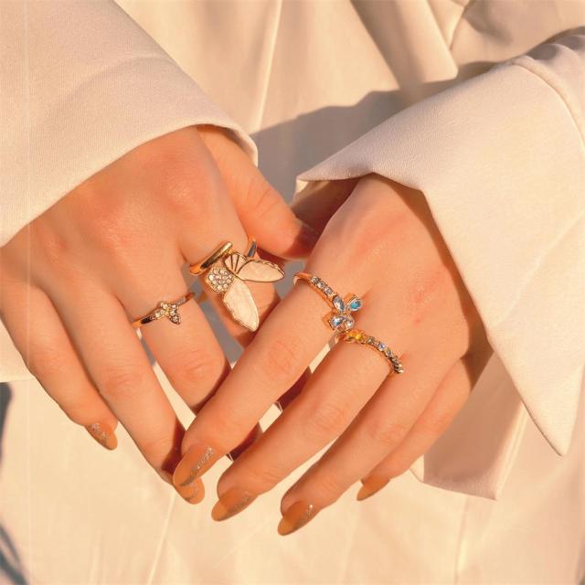 FNIO Bohemian Gold Chain Rings Set For Women