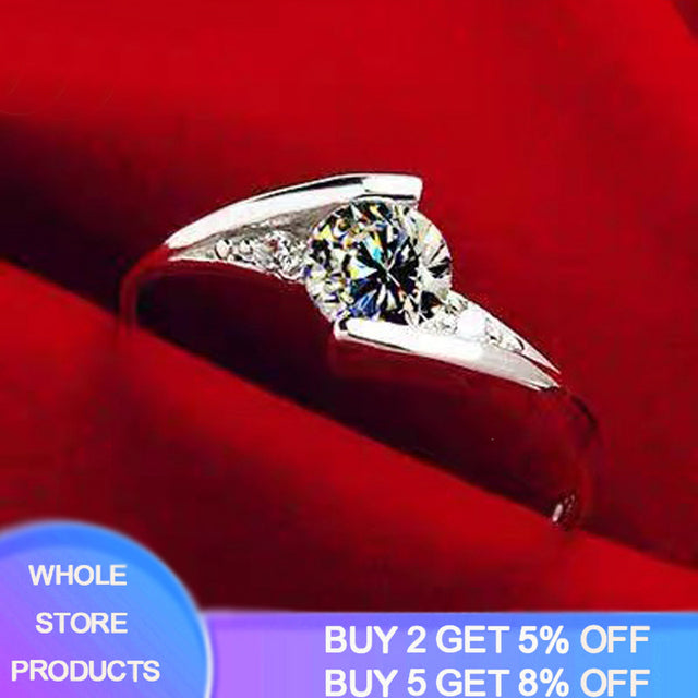 Diamond Silver Color Wedding Band Engagement Bridal Jewelry Gift