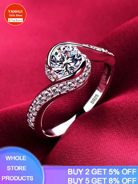 Diamond Silver Color Wedding Band Engagement Bridal Jewelry Gift