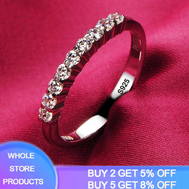 Diamond Silver Color Wedding Band Engagement Bridal Jewelry Gift
