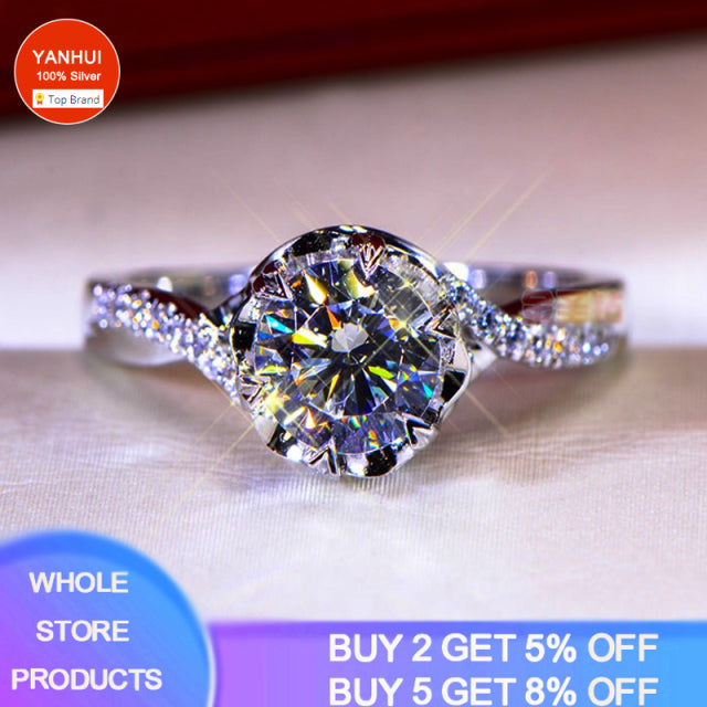 Diamond Silver Color Wedding Band Engagement Bridal Jewelry Gift