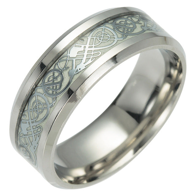 Stainless Steel Fluorescent Rings for Men Plus Couple Rings  Luxury Jewelry Gift