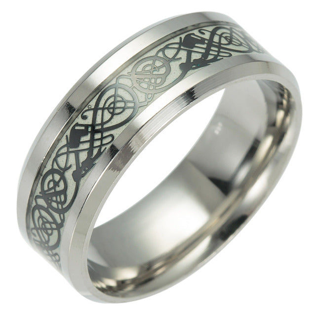 Stainless Steel Fluorescent Rings for Men Plus Couple Rings  Luxury Jewelry Gift