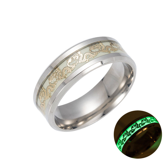 Stainless Steel Fluorescent Rings for Men Plus Couple Rings  Luxury Jewelry Gift
