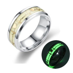Stainless Steel Fluorescent Rings for Men Plus Couple Rings  Luxury Jewelry Gift
