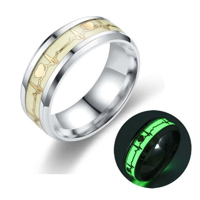 Stainless Steel Fluorescent Rings for Men Plus Couple Rings  Luxury Jewelry Gift