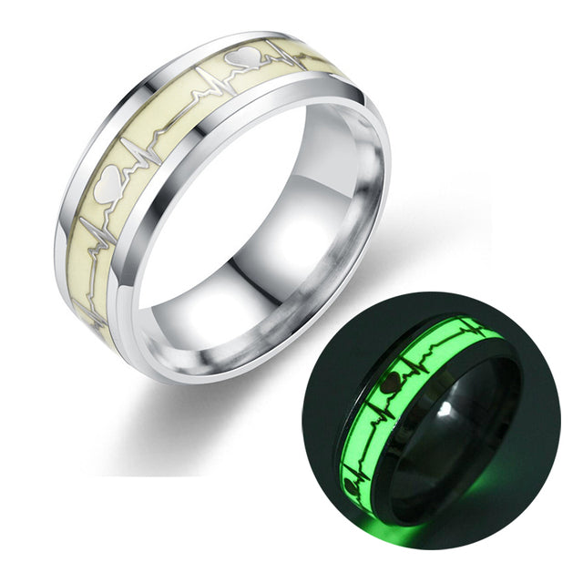 Stainless Steel Fluorescent Rings for Men Plus Couple Rings  Luxury Jewelry Gift